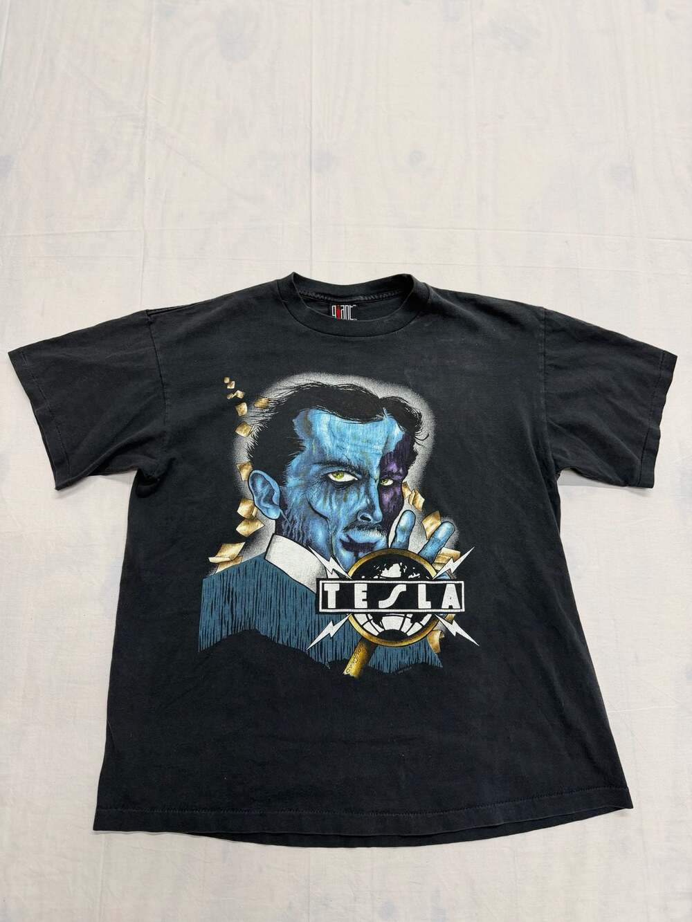 Vintage 1992 Tesla Psychotic Supper Tour T-Shirt XL Giant Tee Jays